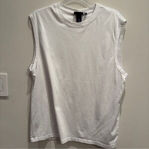 H&M Sleeveless White Muscle Tank Top T Shirt Men’s Size L
